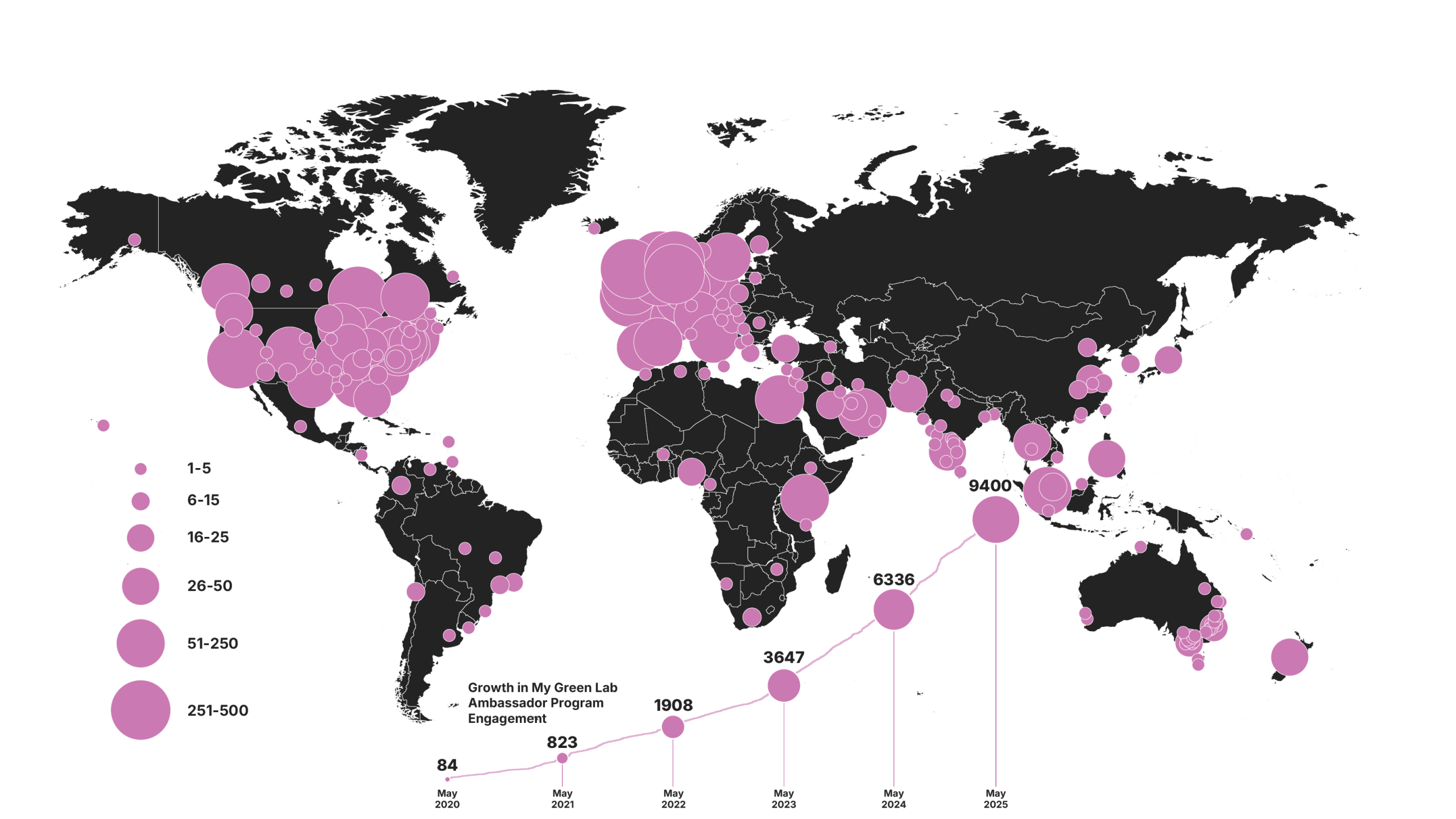Ambassador program map and trendline