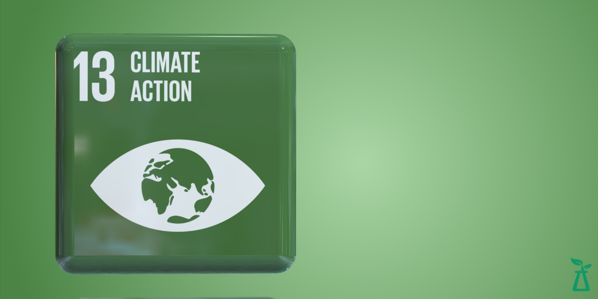 Climate action block on green background